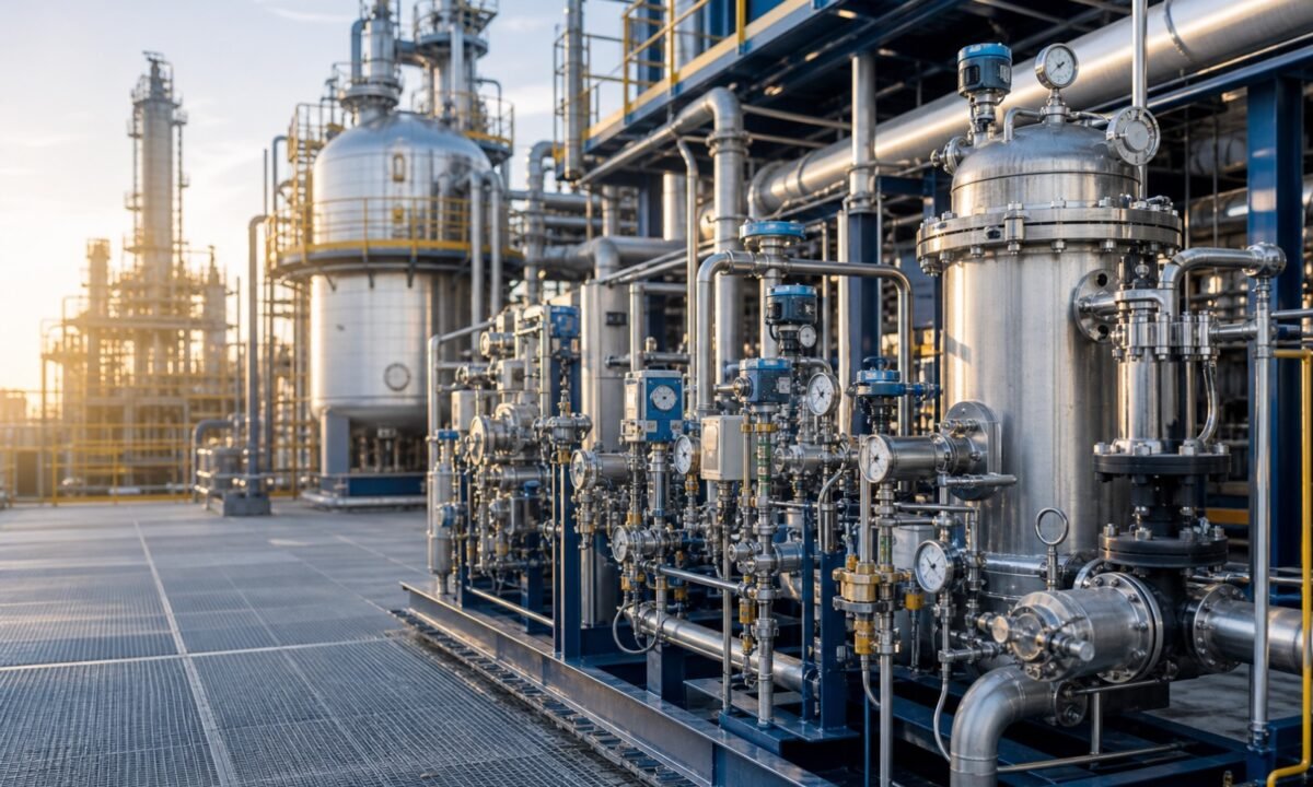 Chemical process instrumentation for reactors, metering skids and corrosion-resistant production lines