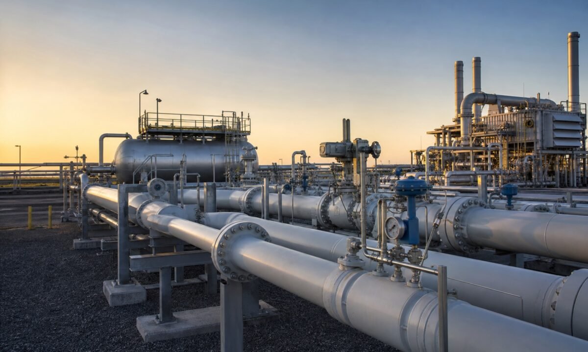 Oil and gas pipeline metering, pressure monitoring and automated valve control at a compressor station