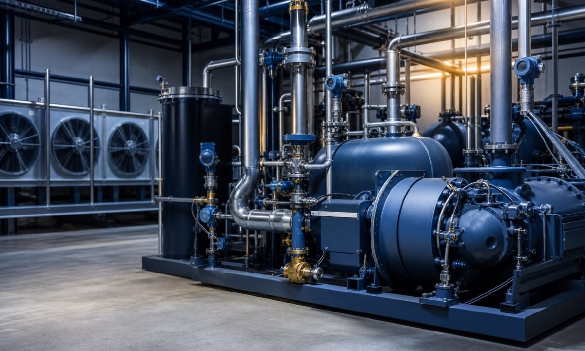 Industrial refrigeration instrumentation for compressors, refrigerant pressure, temperature and level control